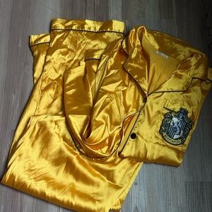 Hufflepuff Satin Pajama Set in Golden Yellow